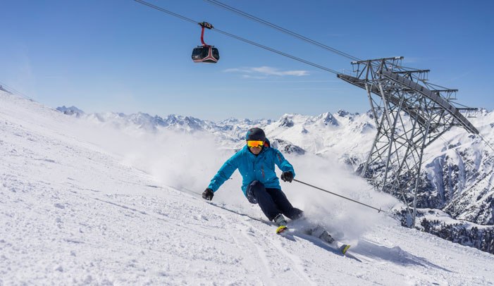 Wintersport in der Silvretta-Arena bei Ischgl